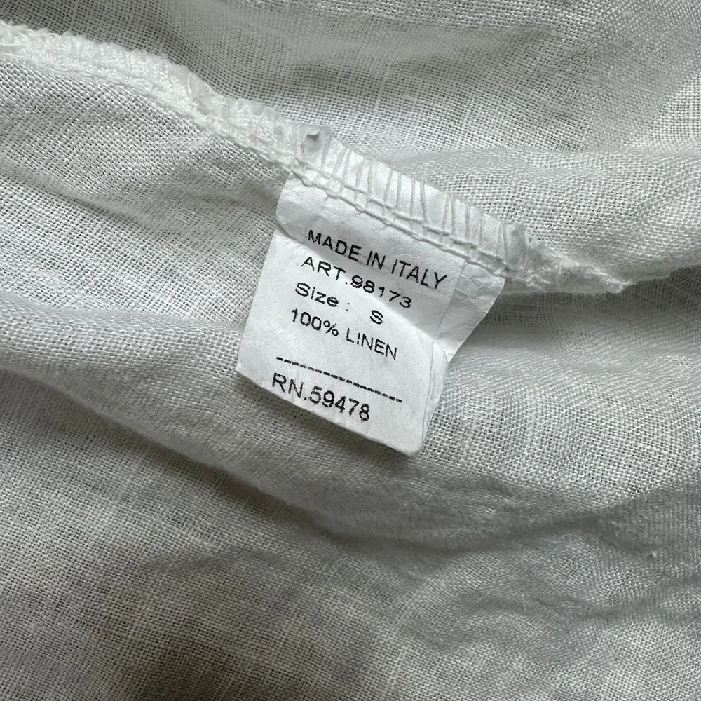 Viola Borghi Sz S‎ Linen Tunic Top 3/4 Roll Tab Lagom Minimalist Capsule Beach